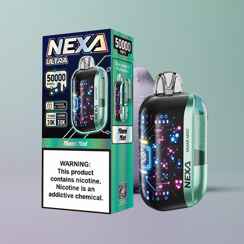 NEXA Ultra 50000 מינט מיאמי עוצמת 5 סוללה 800mah מסך דו-רשת 09ohm