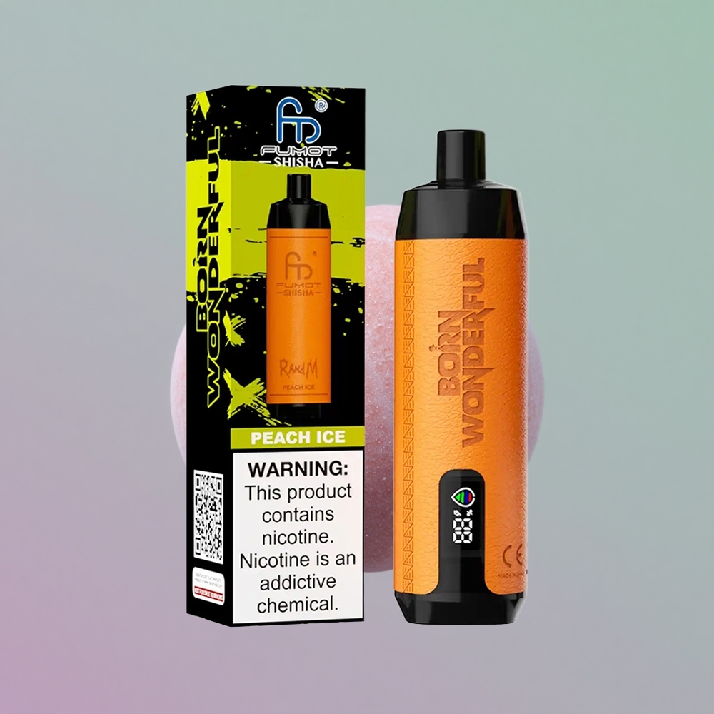 RandM Fumot Shisha 10000 אפרסק קרח עם סוללה 850 ומצת 06
