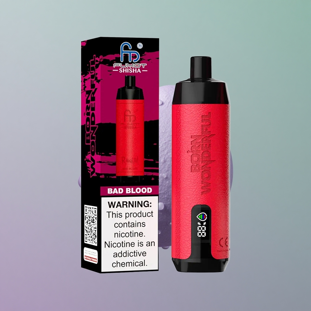 RandM Fumot Shisha 10000 דם רע עם סוללה 850 ומנחה LED