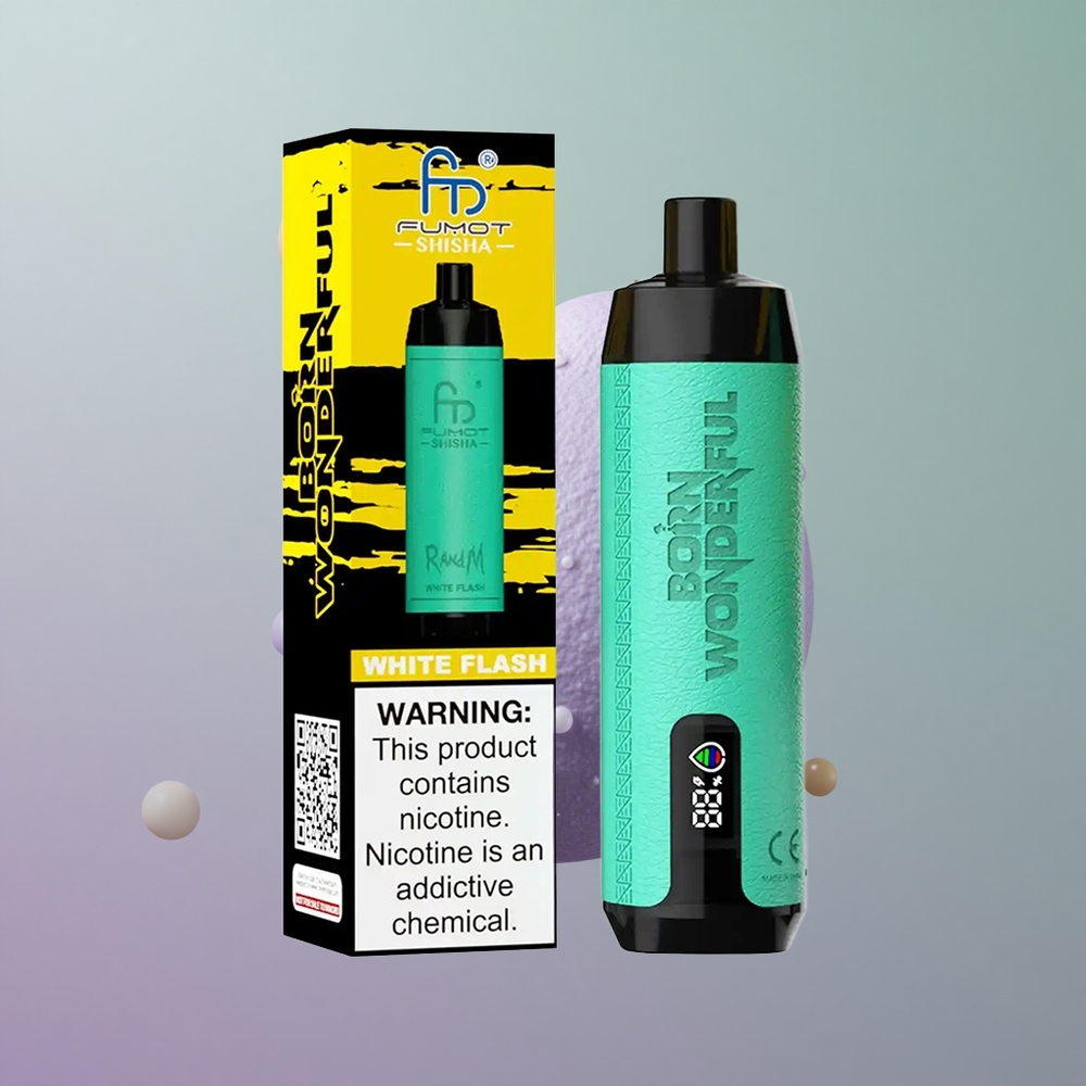 RandM Fumot Shisha 10000 הבזק הלבן עם סוללת 850 mAh וניקוטין 05