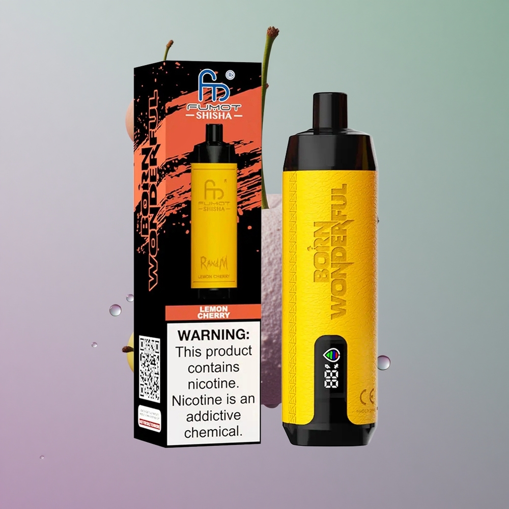 RandM Fumot Shisha 10000 לימון דובדבן עם סוללה 850 ומצית 06