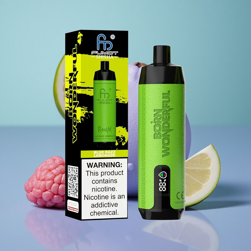 RandM Fumot Shisha 10000 לימונדת פטל כחול עם סוללה 850 ומצת 06