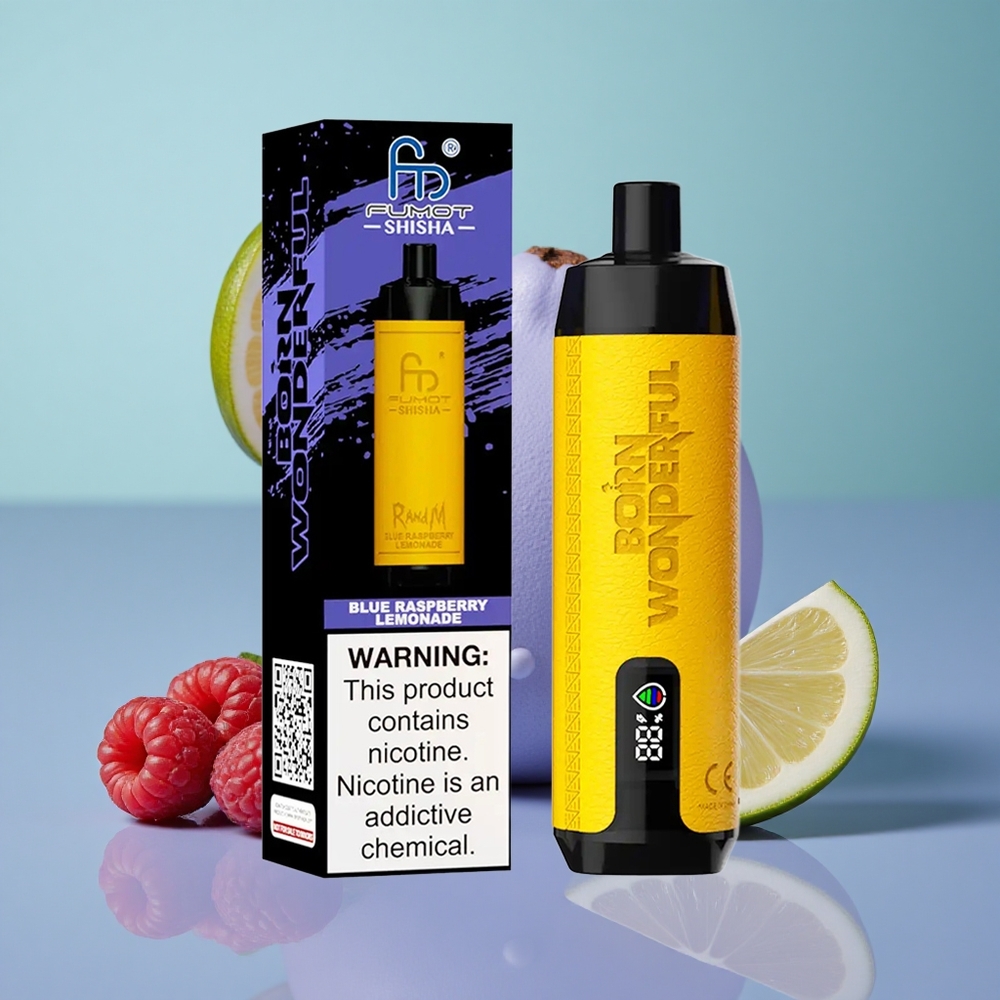 RandM Fumot Shisha 10000 לימונדת פטל כחולה עם סוללה 850 ומצת 06 אוהם