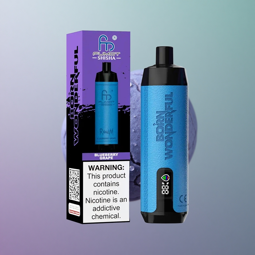 RandM Fumot Shisha 10000 ענב אוכמניות עם סוללה 850 ומציין LED