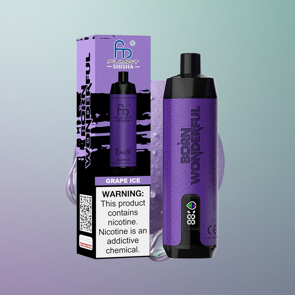 RandM Fumot Shisha 10000 קרח ענבים עם סוללה 850 ומצית 06