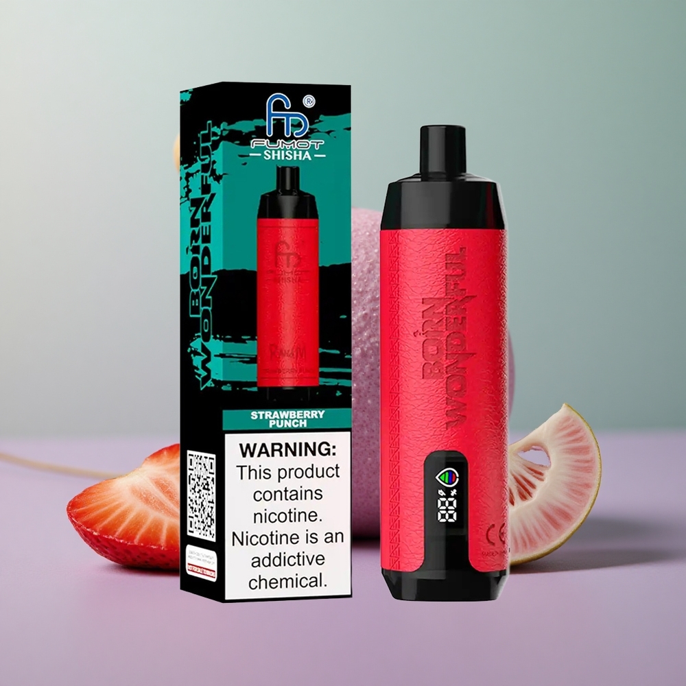 RandM Fumot Shisha 10000 תות פרץ מסוג סוללה 850 ומתח 06