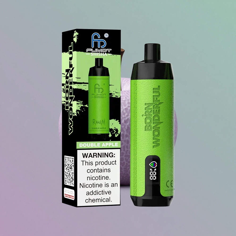 RandM Fumot Shisha 10000 תפוח כפול עם סוללה ונוזל