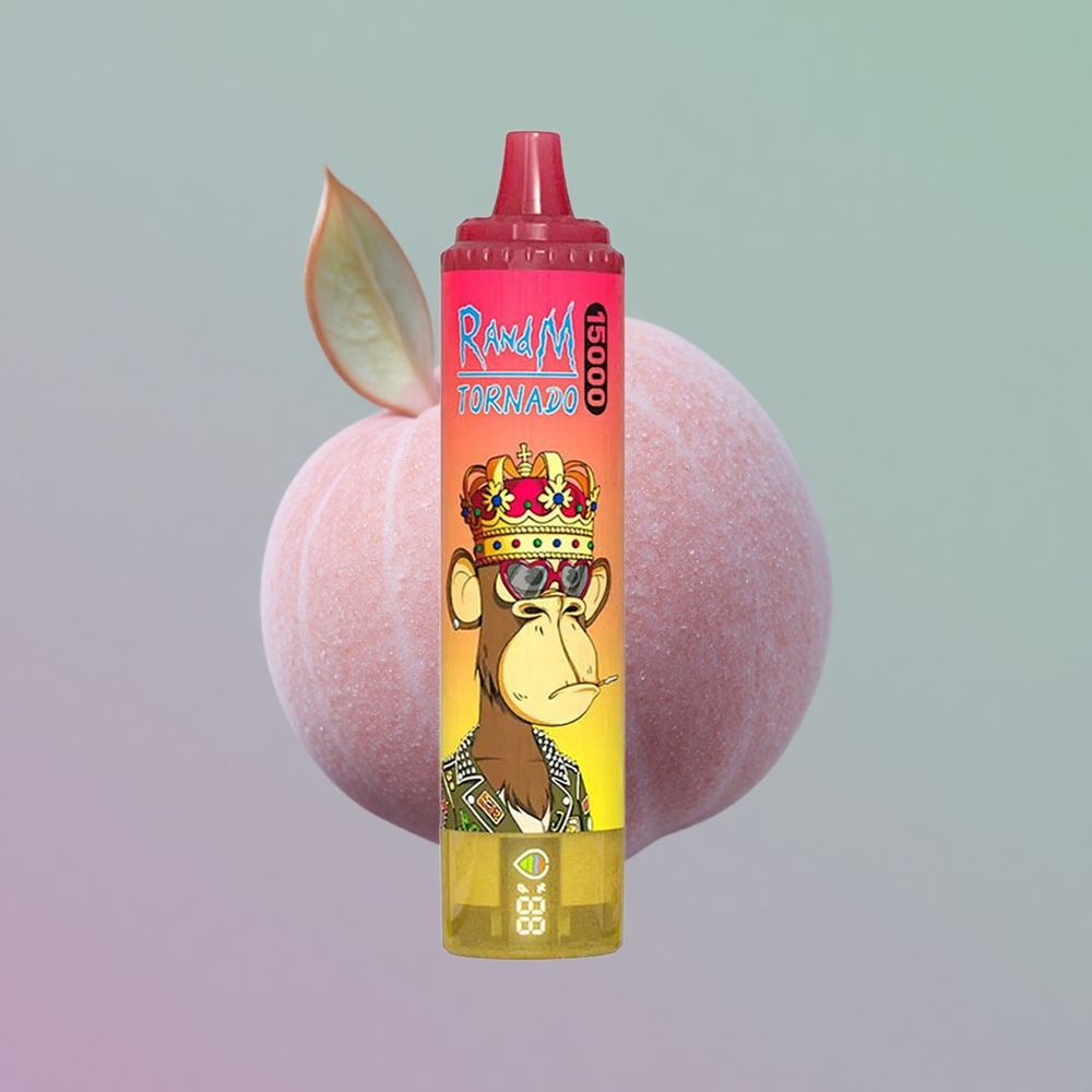 RandM Fumot Tornado 15000 אפרסק קרח עם סוללת 850mAh וסליל משי 09 אוהם