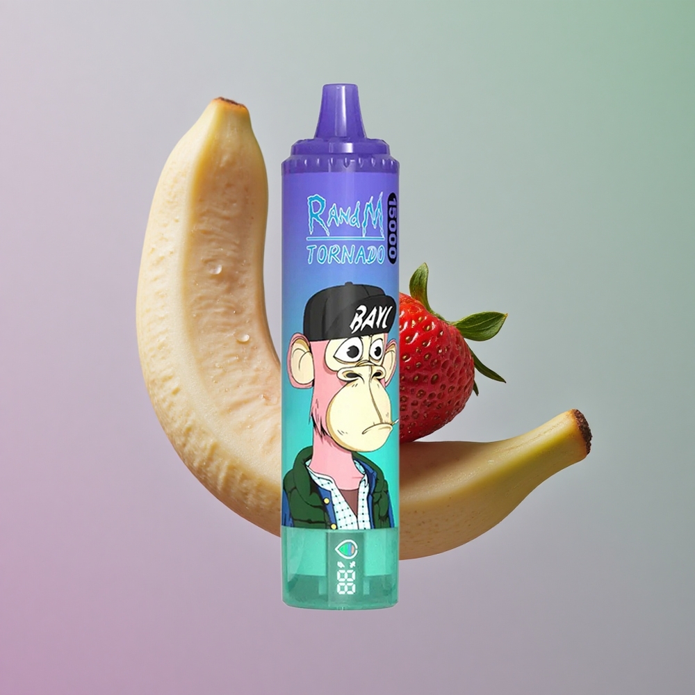 RandM Fumot Tornado 15000 תות בננה עם סוללה 850mAh וסליל 09 אוהם