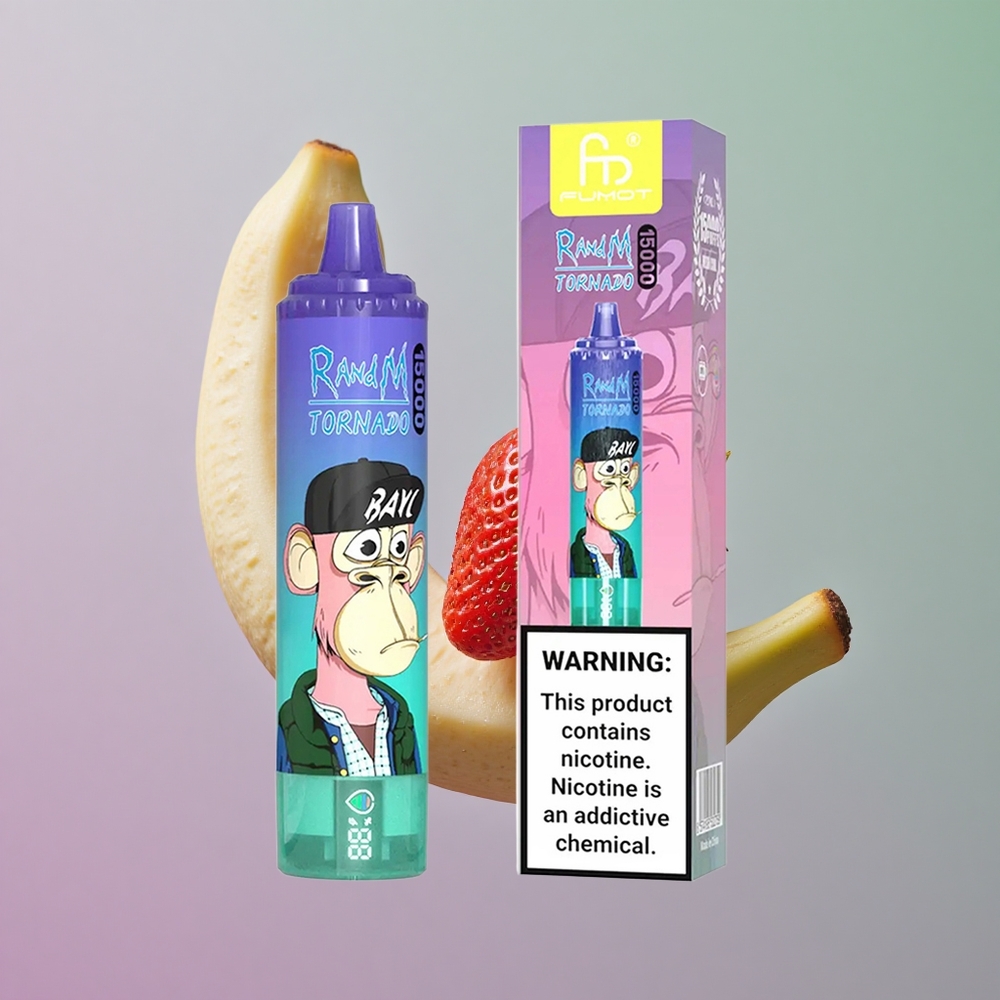 RandM Fumot Tornado 15000 תות בננה עם סוללה 850mAh וסליל 09 אוהם