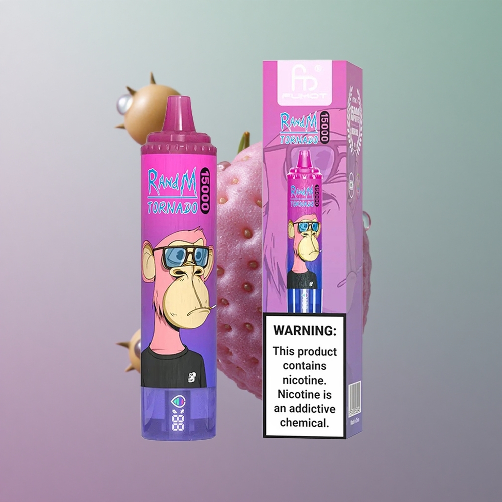 RandM Fumot Tornado 15000 תות ענבים עם סוללה 850mAh וסליל 09 Ohm