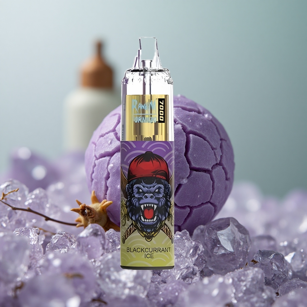 RandM Fumot Tornado 7000 גלידת שחורי-ענבים עם סוללה 850 ומנחת אוויר