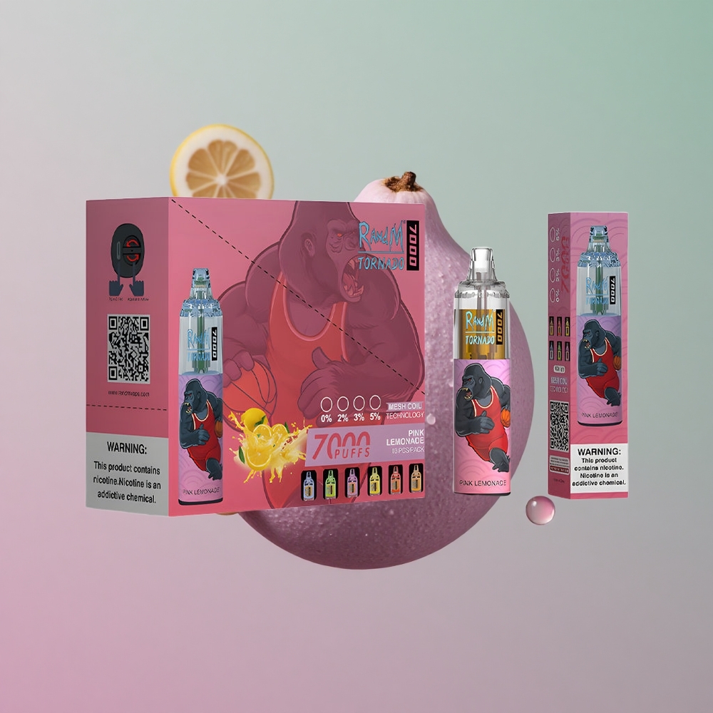 RandM Fumot Tornado 7000 לימונדה ורודה עם סליל משובץ וסוללה 850