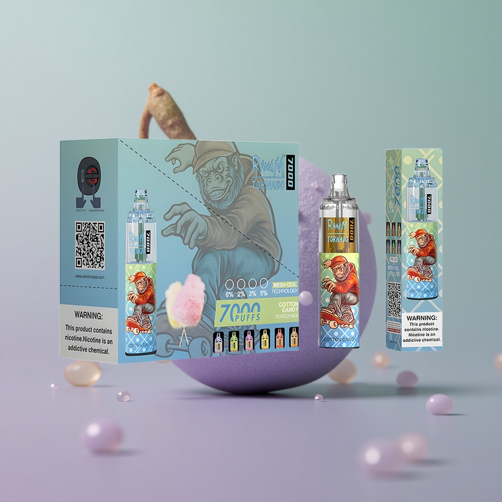 RandM Fumot Tornado 7000 צמר גפן מתוק עם סוללת 850 ומנחת אוויר