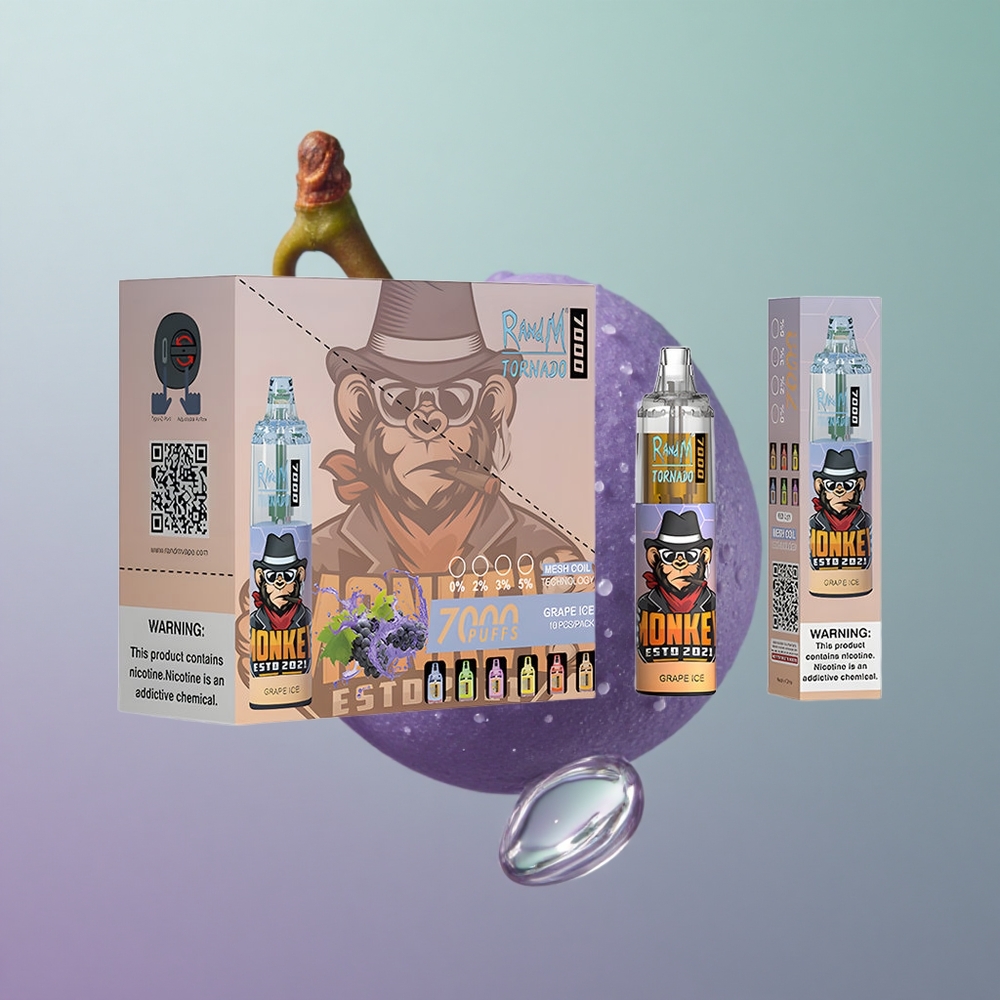 RandM Fumot Tornado 7000 קרח ענבים עם סליל משי ונמל Type-C