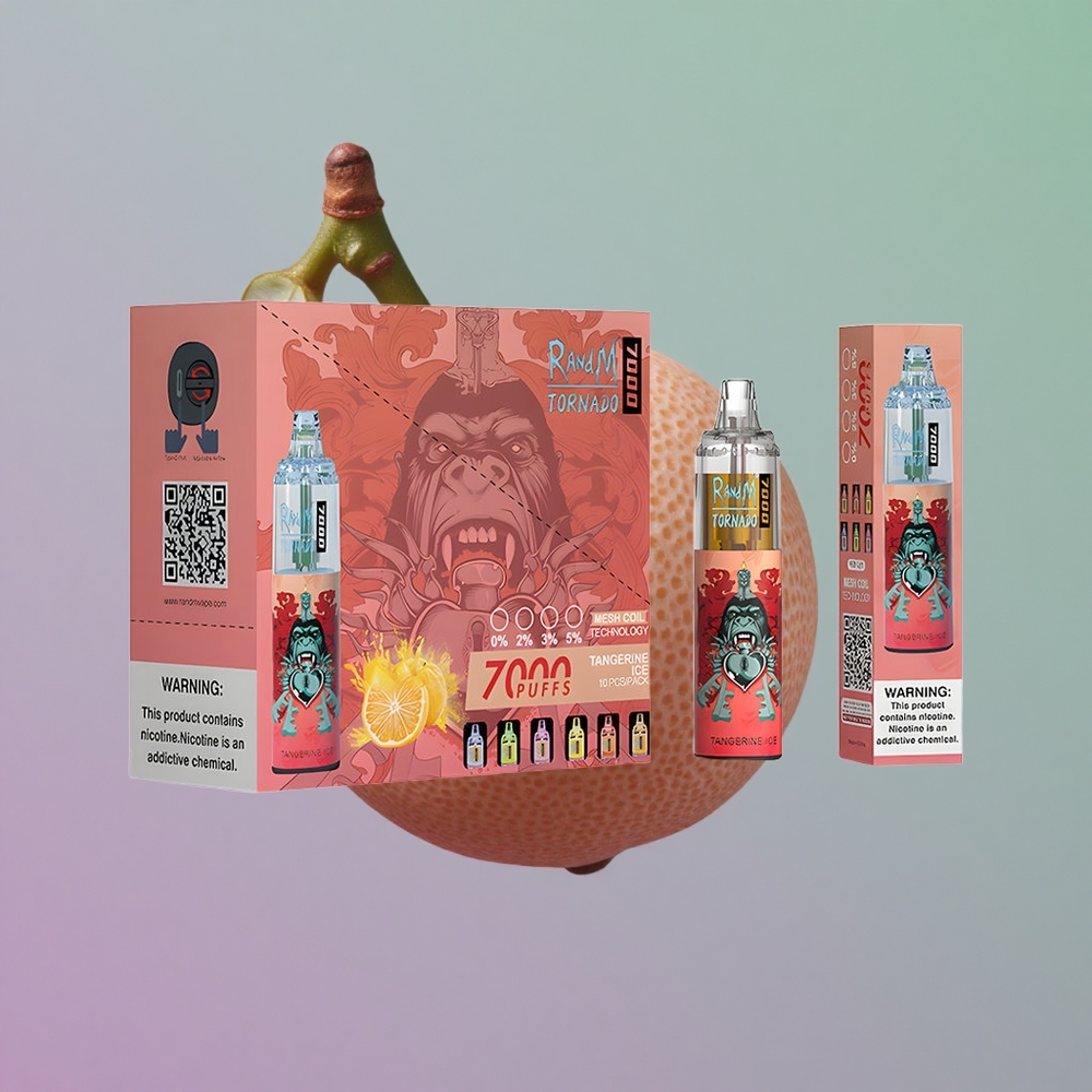 RandM Fumot Tornado 7000 קרח תפוז מסורג עם סוללה ומעגל