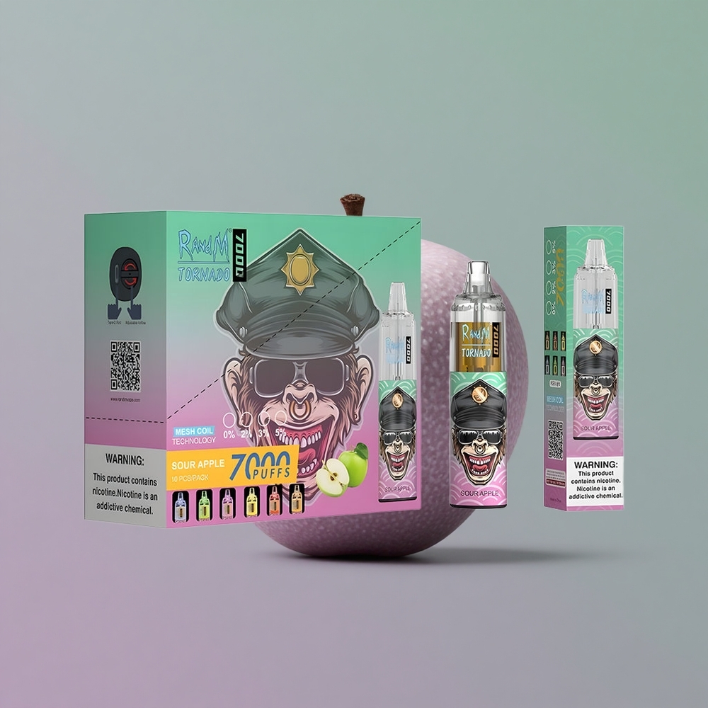 RandM Fumot Tornado 7000 תפוח חמוץ עם סוללה 850 ומנשק מסוג C