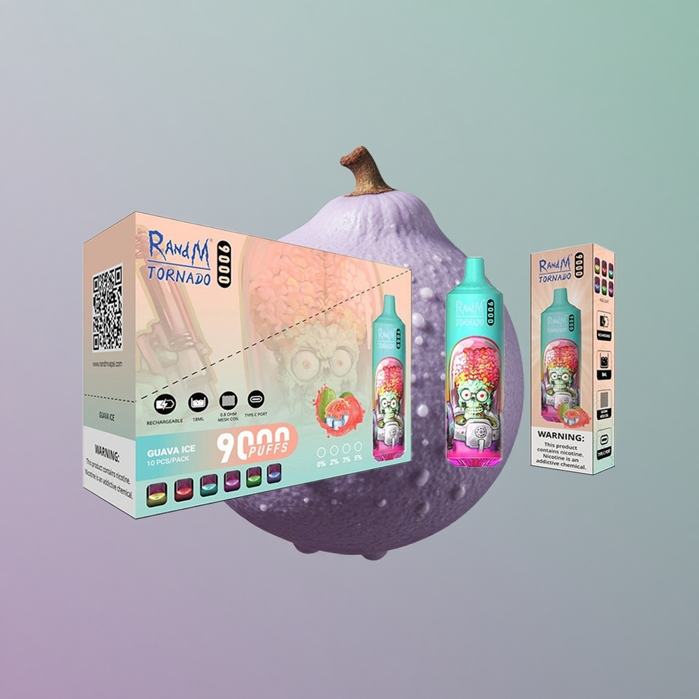 RandM Fumot Tornado 9000 גויאבה קרח עם סוללה נטענת 850 ומסך RGB חלק