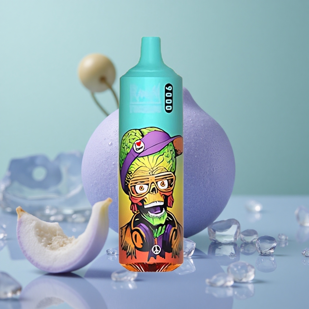 RandM Fumot Tornado 9000 כחלחל-טעים קרח עם סוללה נטענת ותצוגת RGB חלקה