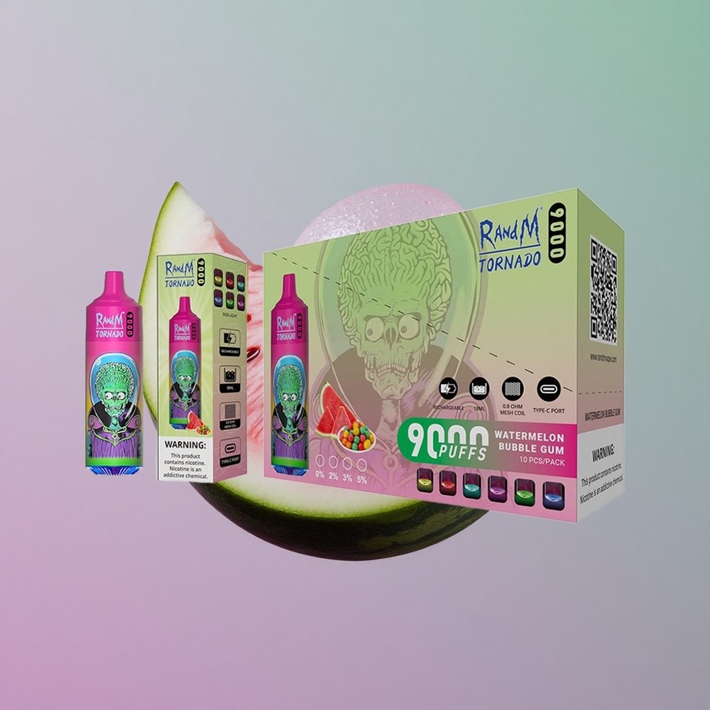 RandM Fumot Tornado 9000 מסטיק אבטיח עם סוללה נטענת וסליל מש