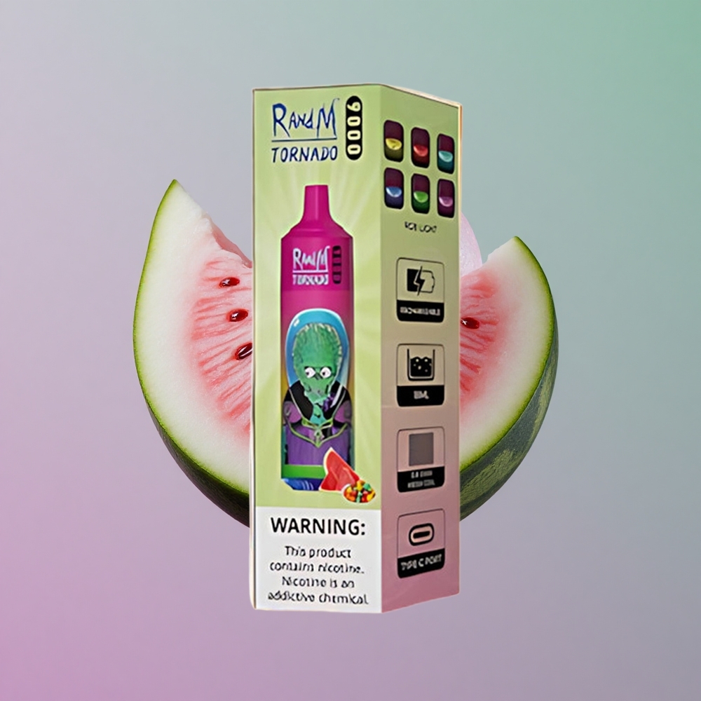 RandM Fumot Tornado 9000 מסטיק אבטיח עם סוללה נטענת וסליל מש