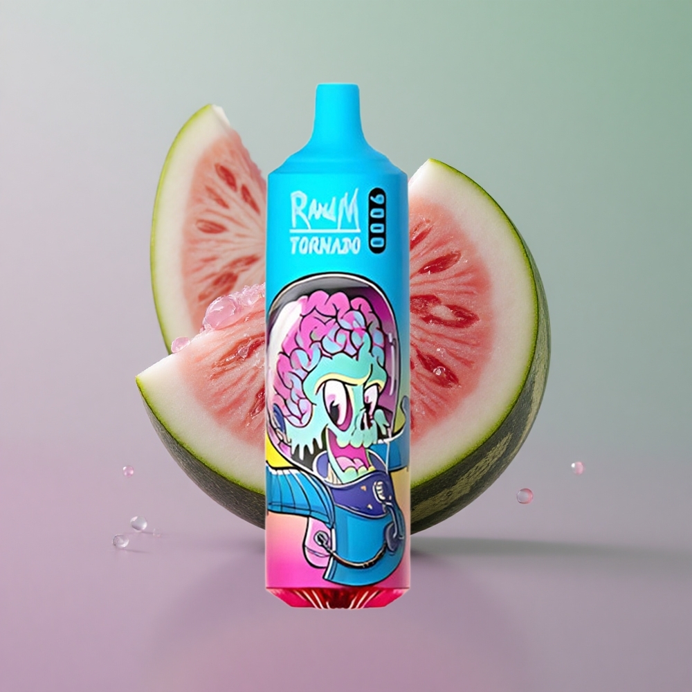 RandM Fumot Tornado 9000 פריים אבטיח תות עם סוללה נטענת וסליל מש