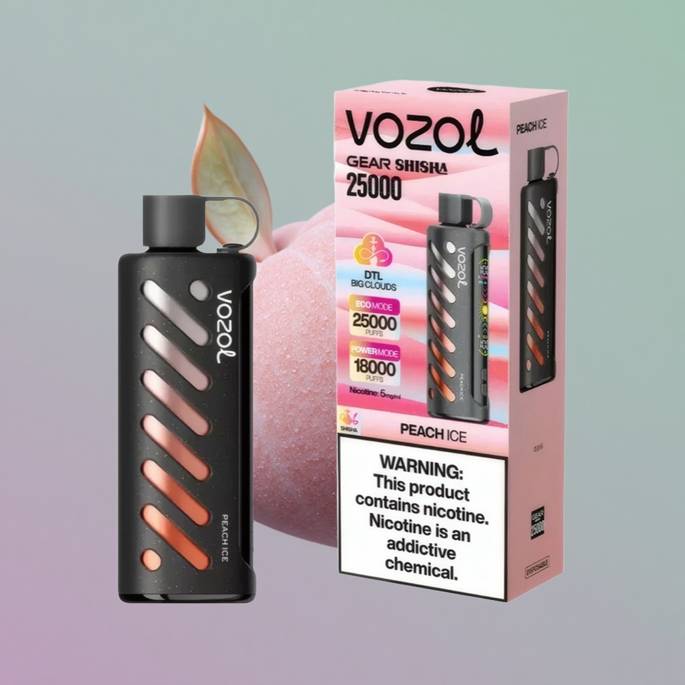 VOZOL Gear Shisha 25000 אפרסק קרח עם טעמים כפולים וסוללה חכמה