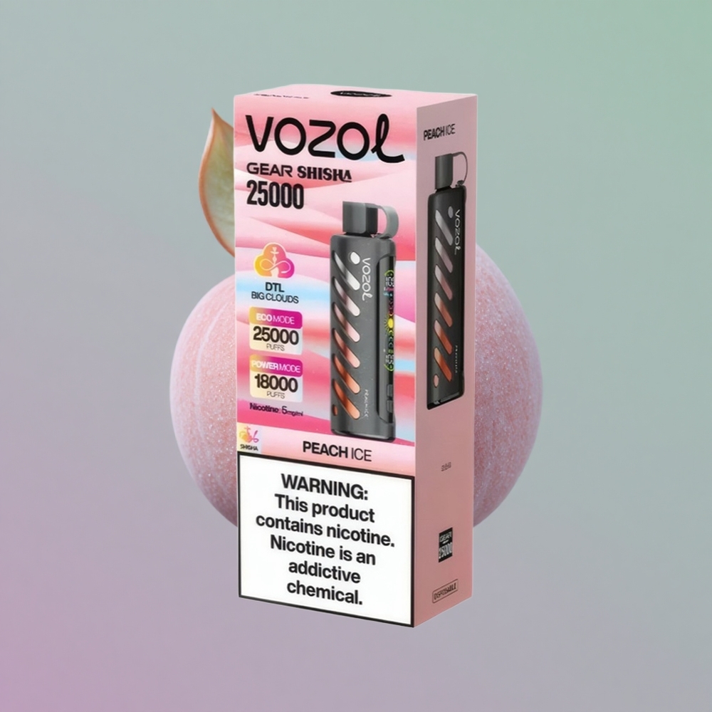 VOZOL Gear Shisha 25000 אפרסק קרח עם טעמים כפולים וסוללה חכמה