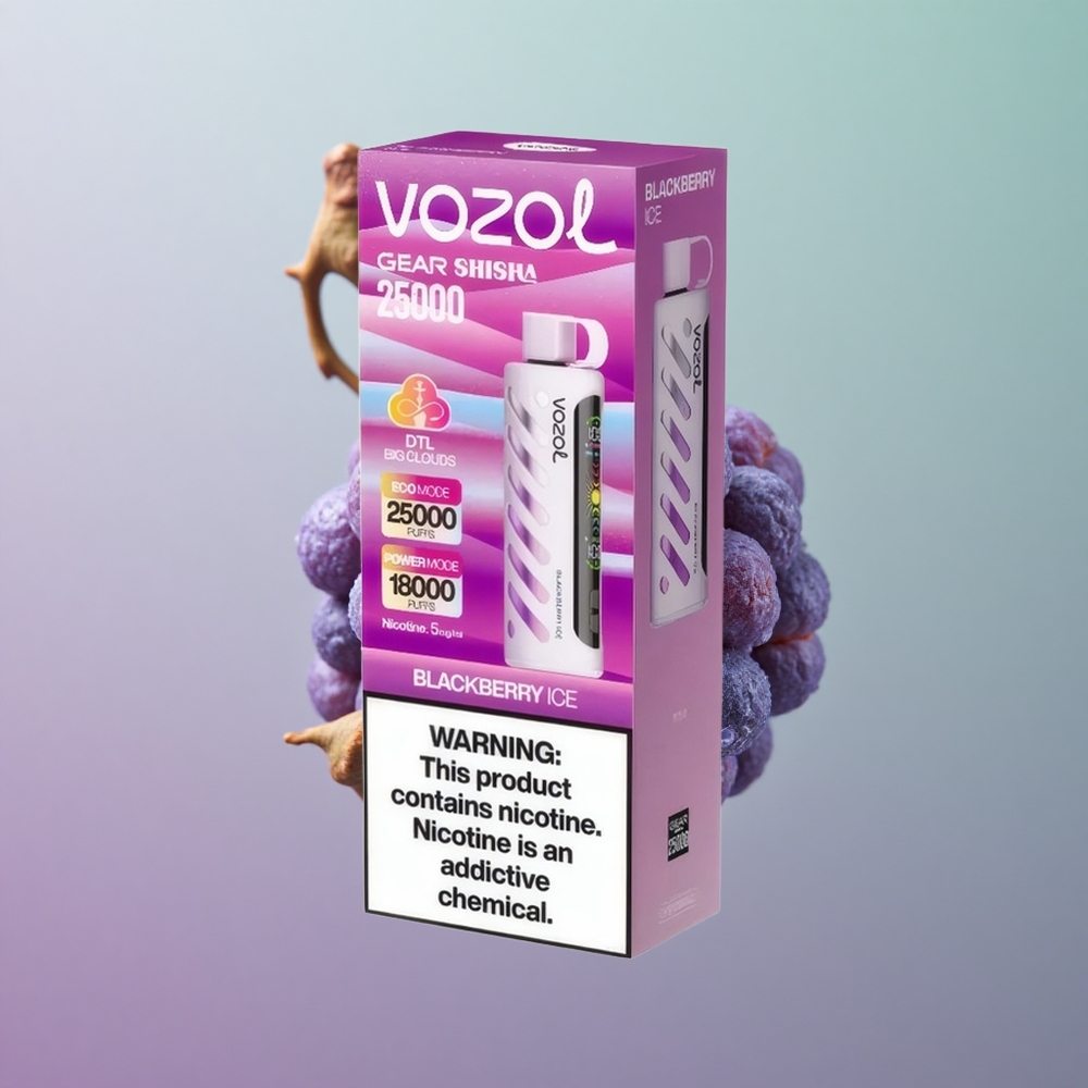 VOZOL Gear Shisha 25000 בלאקברי אייס עם טעמים וסוללה