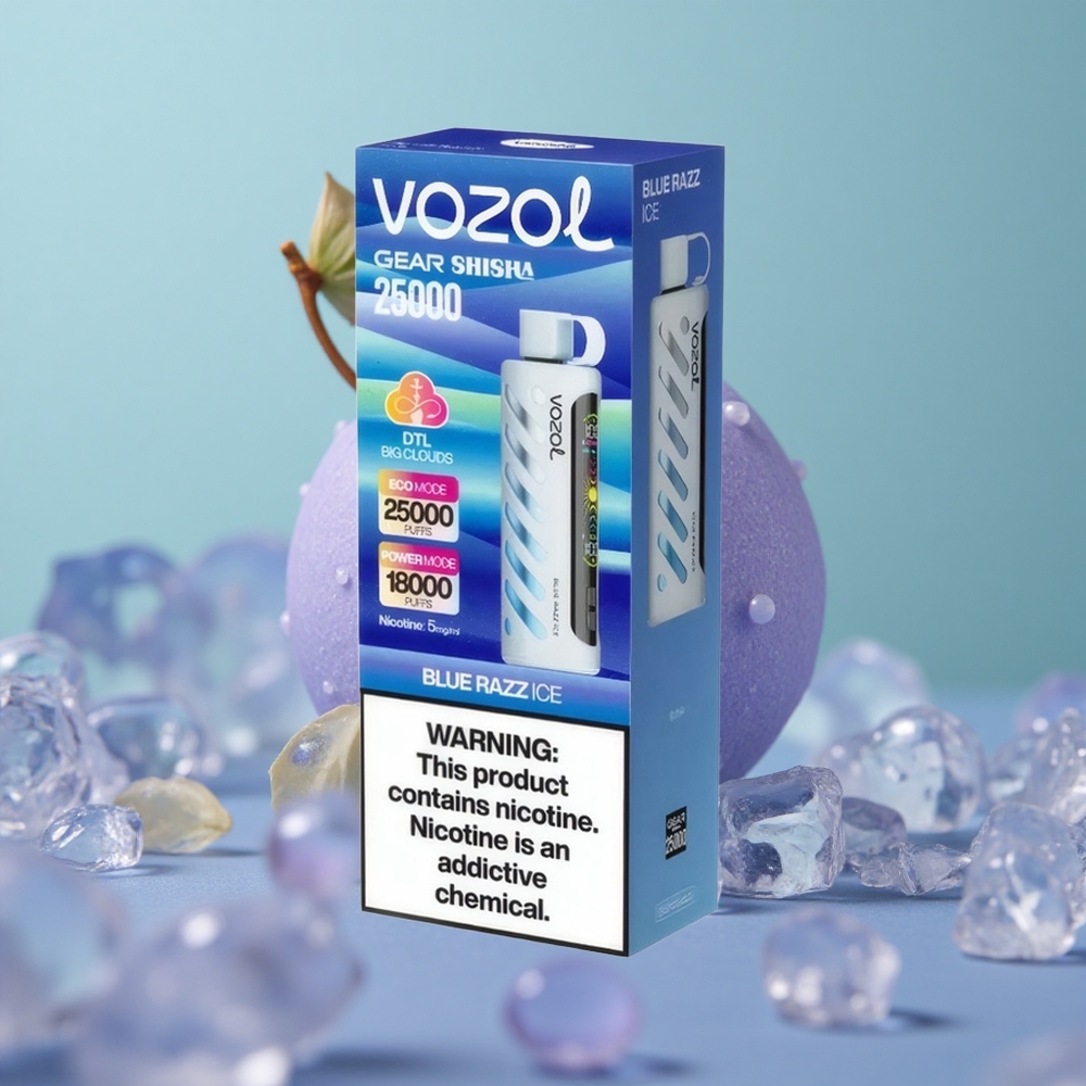 VOZOL Gear Shisha 25000 בלו ראז קרח עם טעמים כפולים וסוללה חכמה