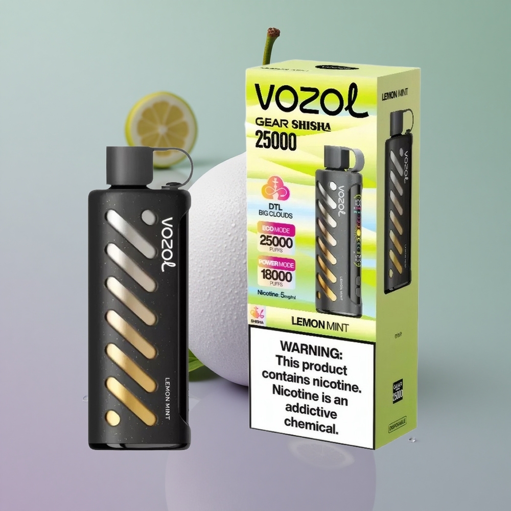 VOZOL Gear Shisha 25000 לימון נענע עם שבב חכם וטכנולוגיית סילק