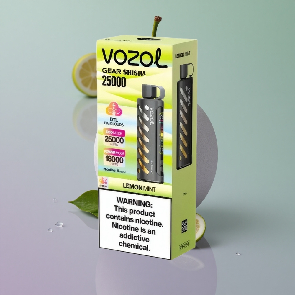 VOZOL Gear Shisha 25000 לימון נענע עם שבב חכם וטכנולוגיית סילק