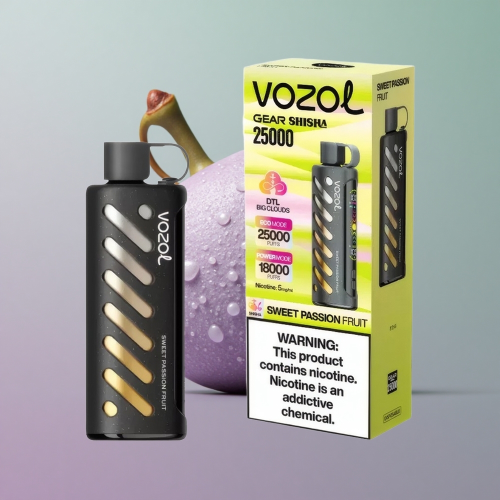 VOZOL Gear Shisha 25000 פרי תשוקה מתוק עם סיג טעמים כפול וסוללה חכמה