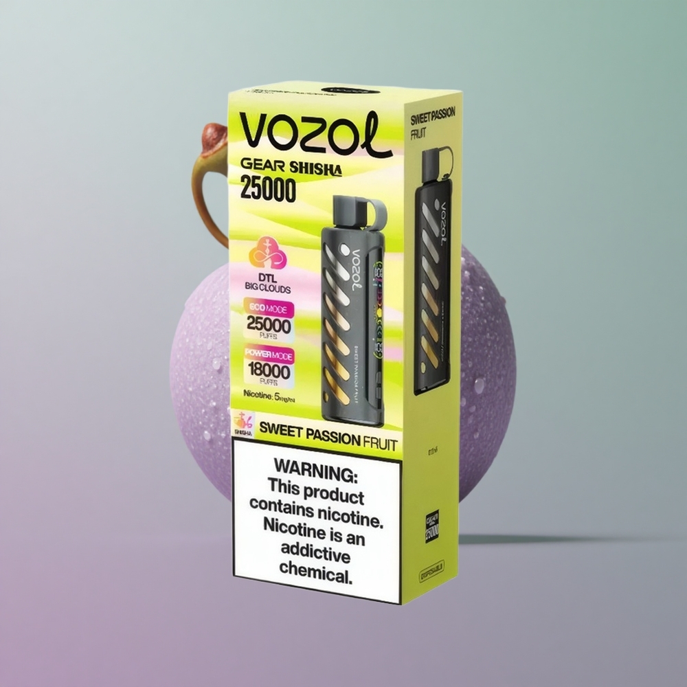 VOZOL Gear Shisha 25000 פרי תשוקה מתוק עם סיג טעמים כפול וסוללה חכמה