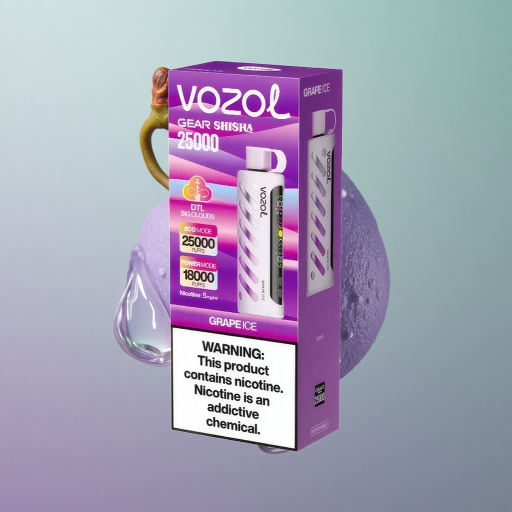 VOZOL Gear Shisha 25000 קרח ענבים כפול משי עם סיליק