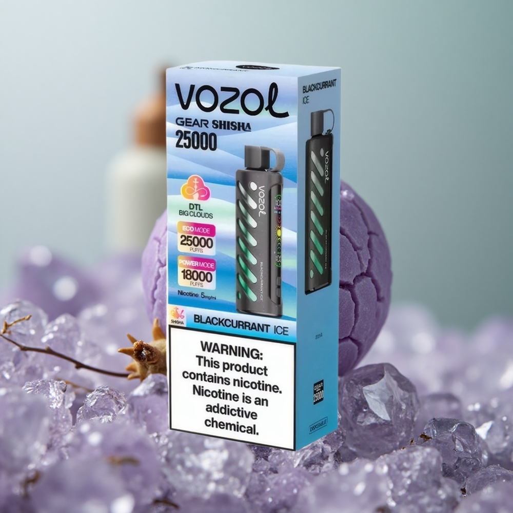 VOZOL Gear Shisha 25000 קרח שחור עם טעם כפול וסיליקון