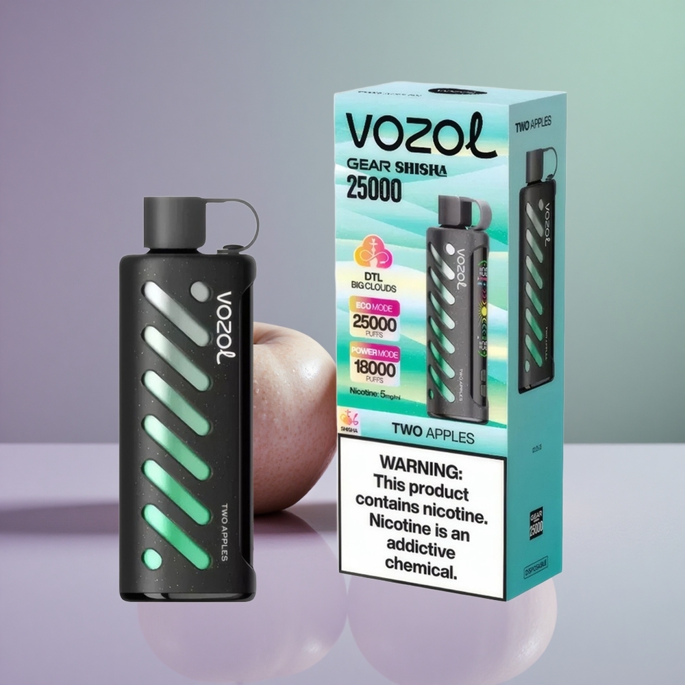VOZOL Gear Shisha 25000 תפוחים כפולים עם סיליקון וטעמים