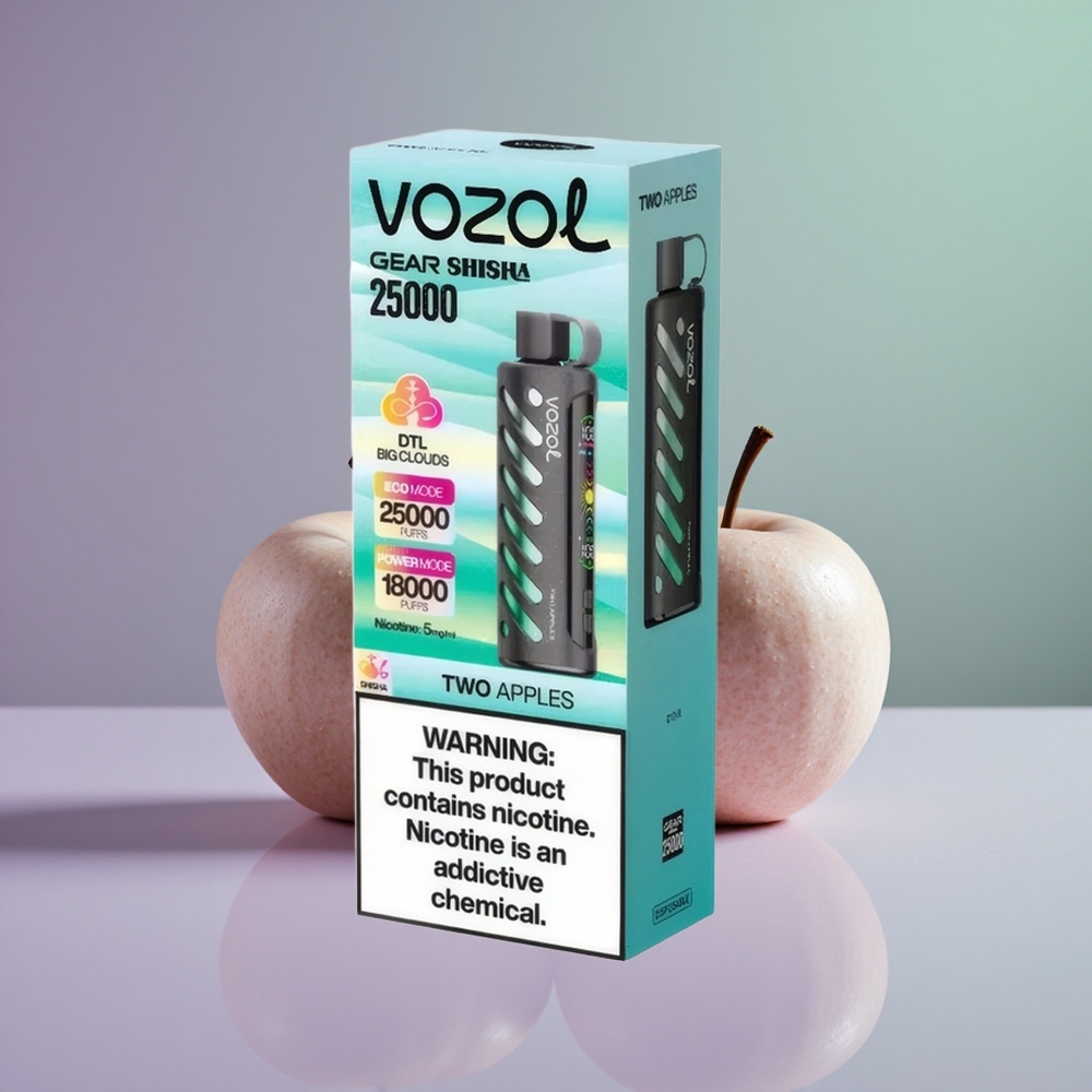 VOZOL Gear Shisha 25000 תפוחים כפולים עם סיליקון וטעמים