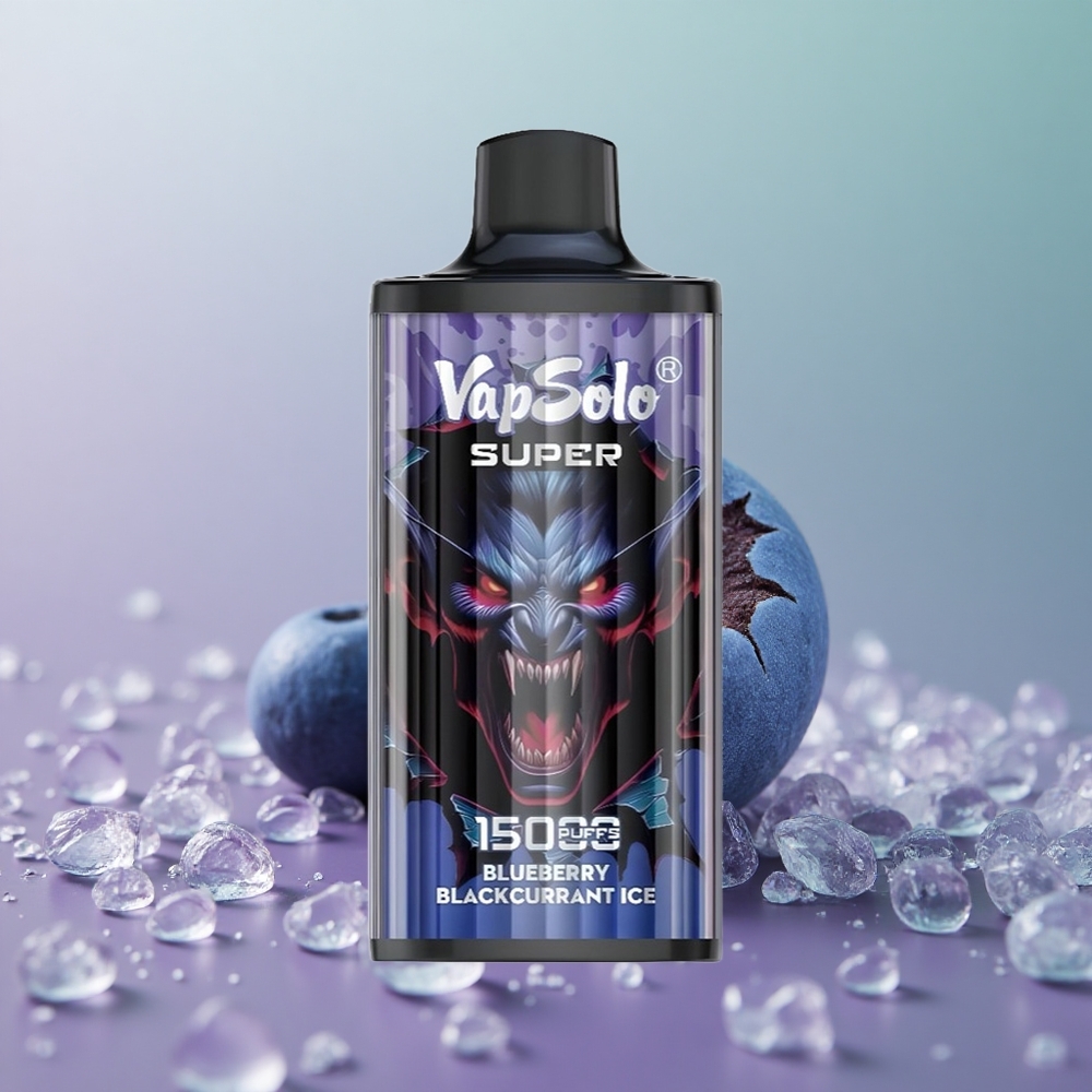 Vapsolo Super 15000 אוכמניות שחורות קרח עם סוללה 850מח וניקוטין 50מג/מל