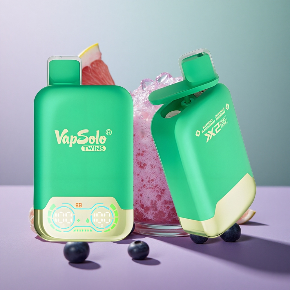 Vapsolo Twins 20000 בלוענית שחורה  אשכולית מרענן עם 40 מל וסוג-C