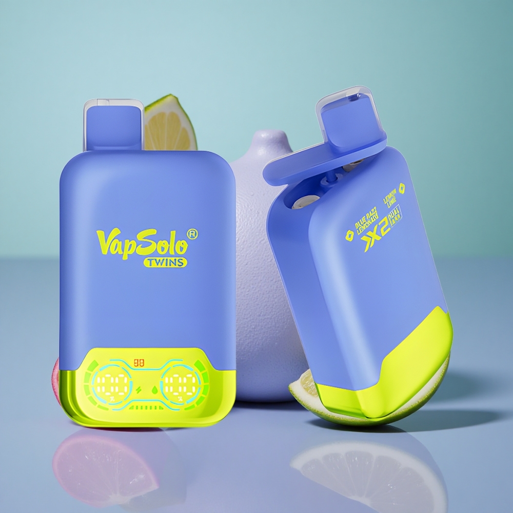 Vapsolo Twins 20000 לימונדה כחולה-פטל ולימון-ליים עם 40 מל נוזל ו-2 מכלי שמן