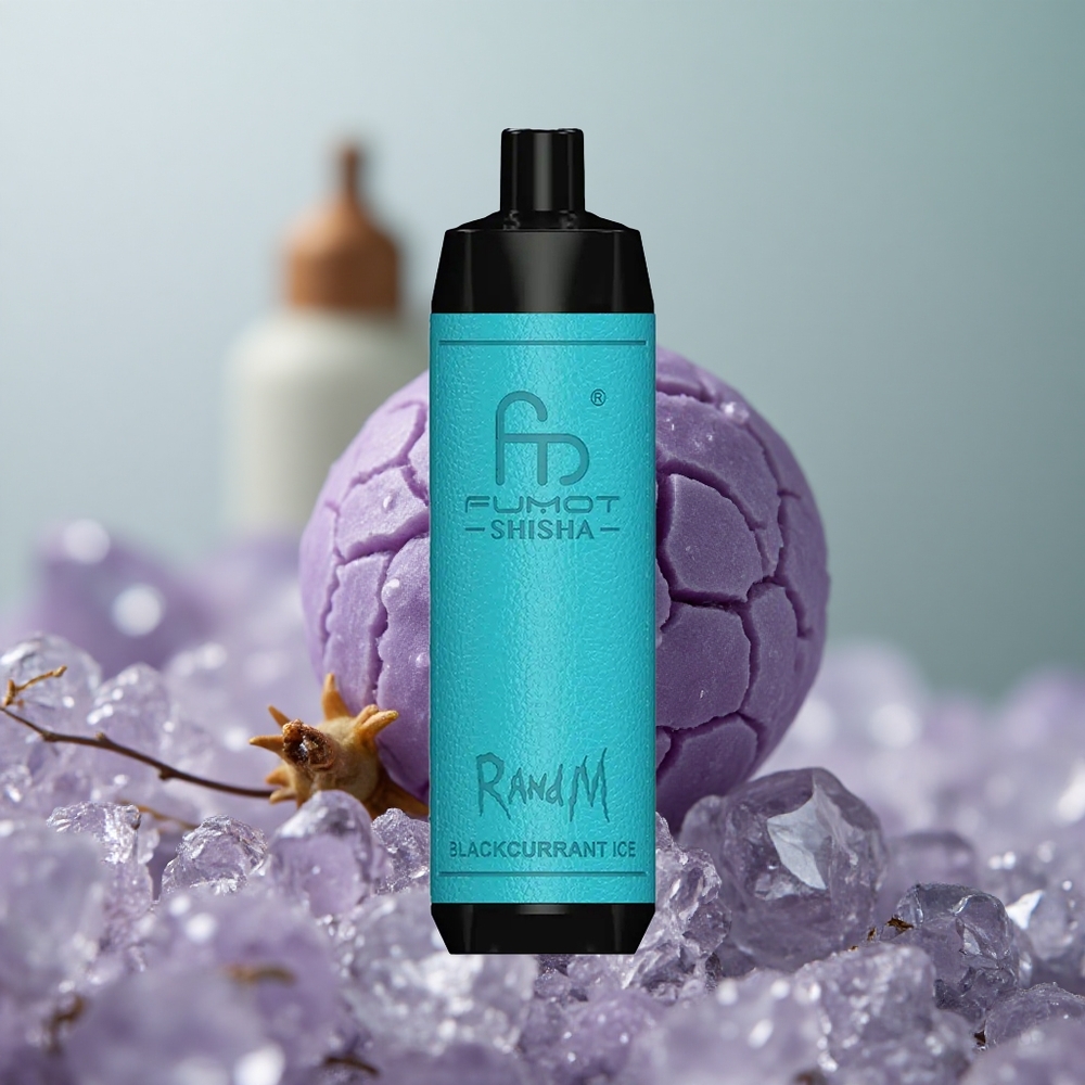 RandM Fumot Shisha 10000 בלקקרנט קרח עם סוללה 850 ומצת 0.6