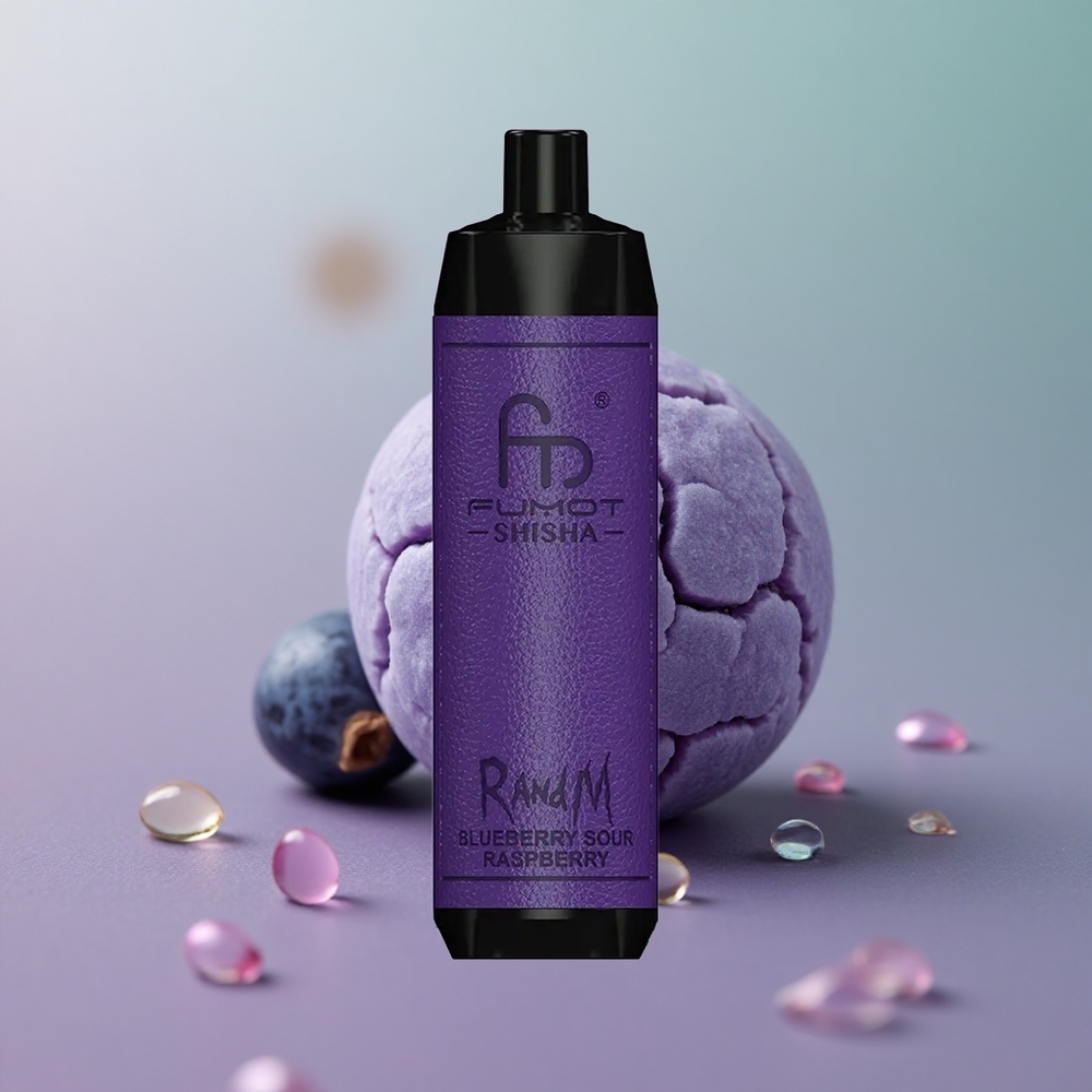 RandM Fumot Shisha 10000 אוכמניות חמוצות פטל עם סוללה 850 ומצת 0.6
