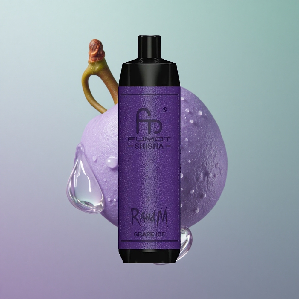 RandM Fumot Shisha 10000 קרח ענבים עם סוללה 850 ומצית 0.6