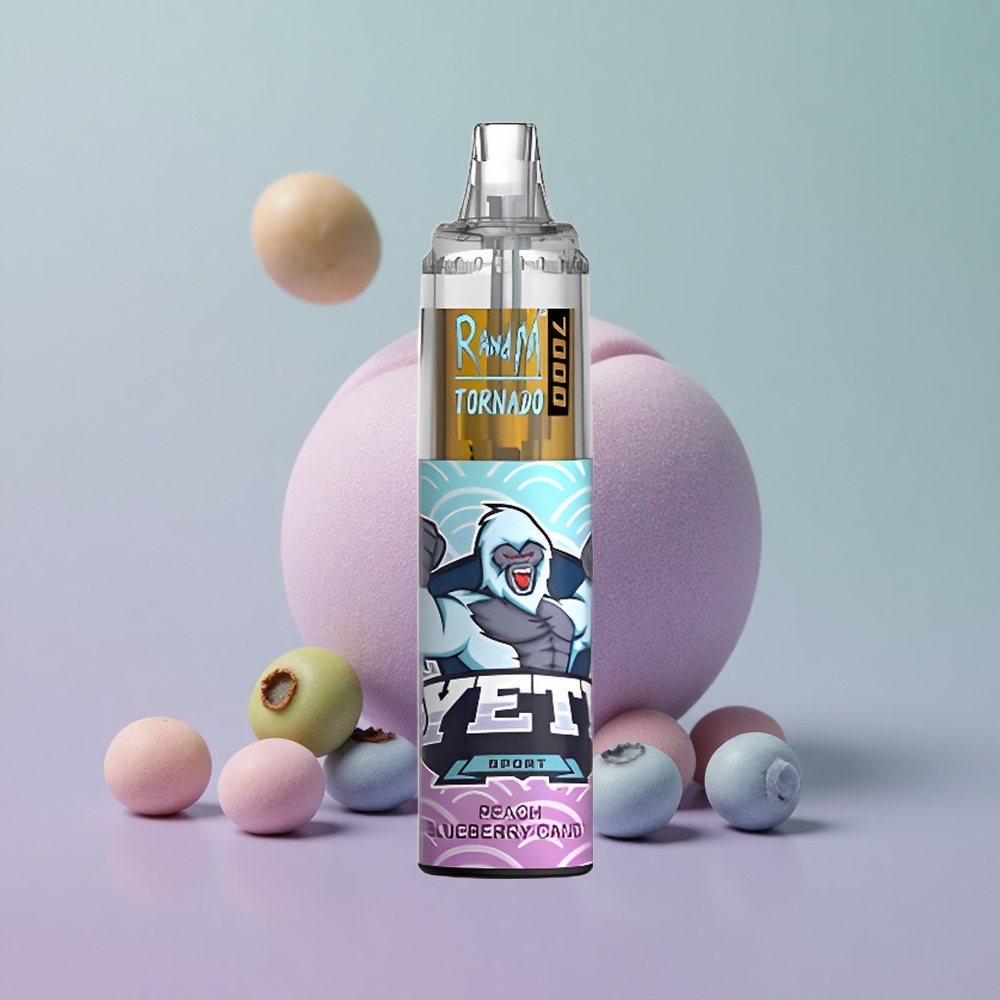 RandM Fumot Tornado 7000 ממתק אפרסק אוכמניות עם סוללה 850 ומנחת אוויר