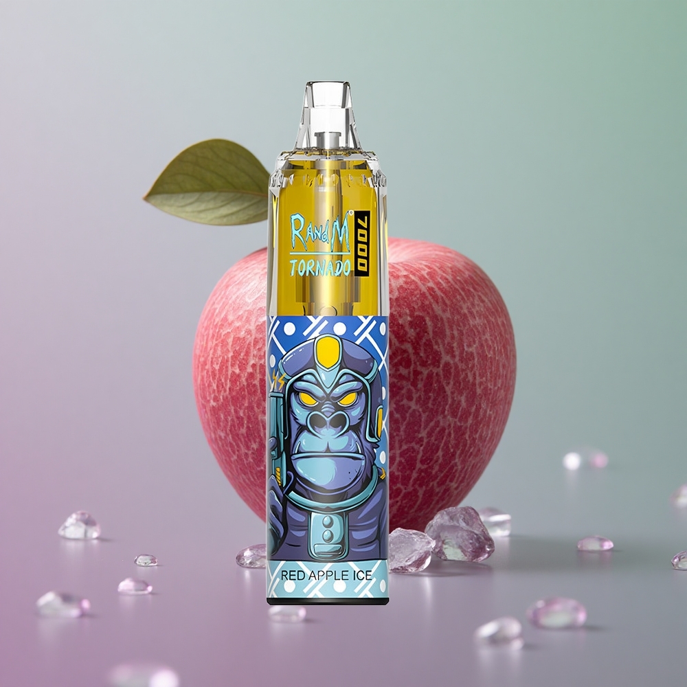 RandM Fumot Tornado 7000 תפוח אדום קרח עם סוללה 850 וסליל מש