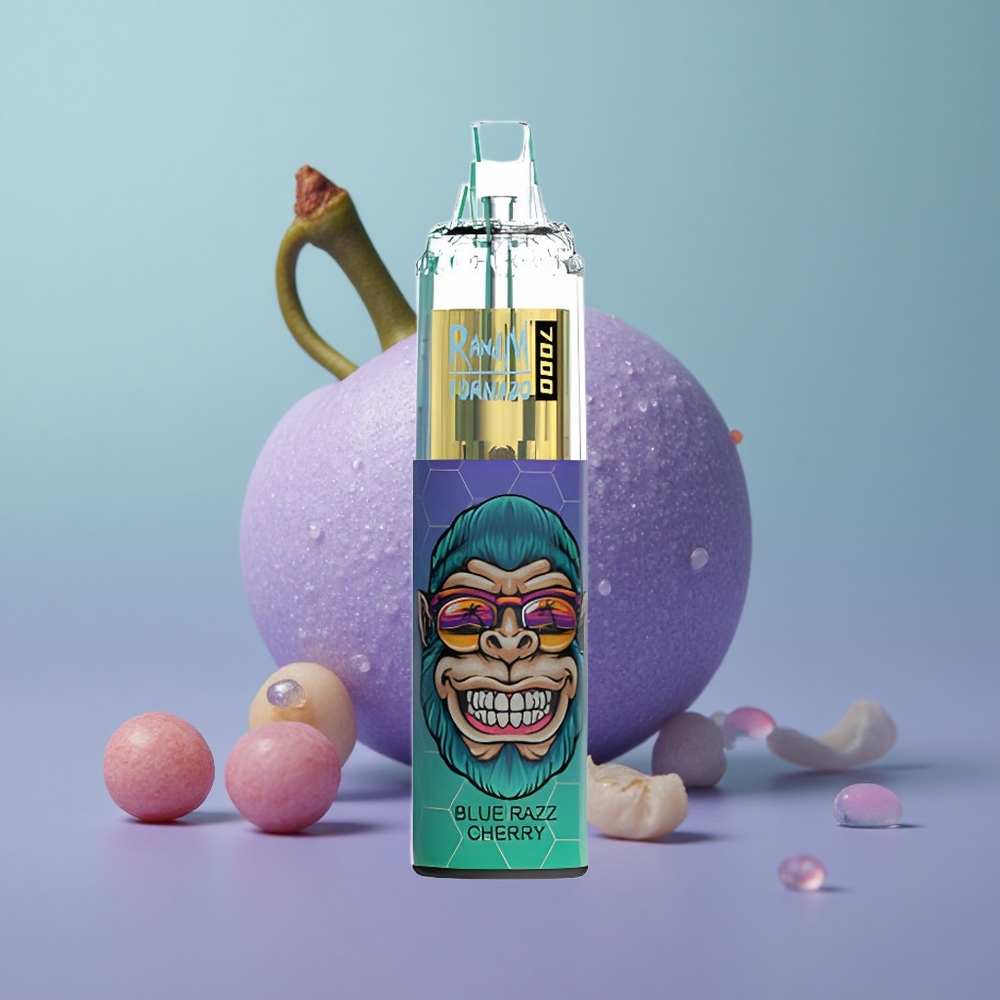 RandM Fumot Tornado 7000 דובדבן ראז כחול עם סוללה 850 ושנאי רשת