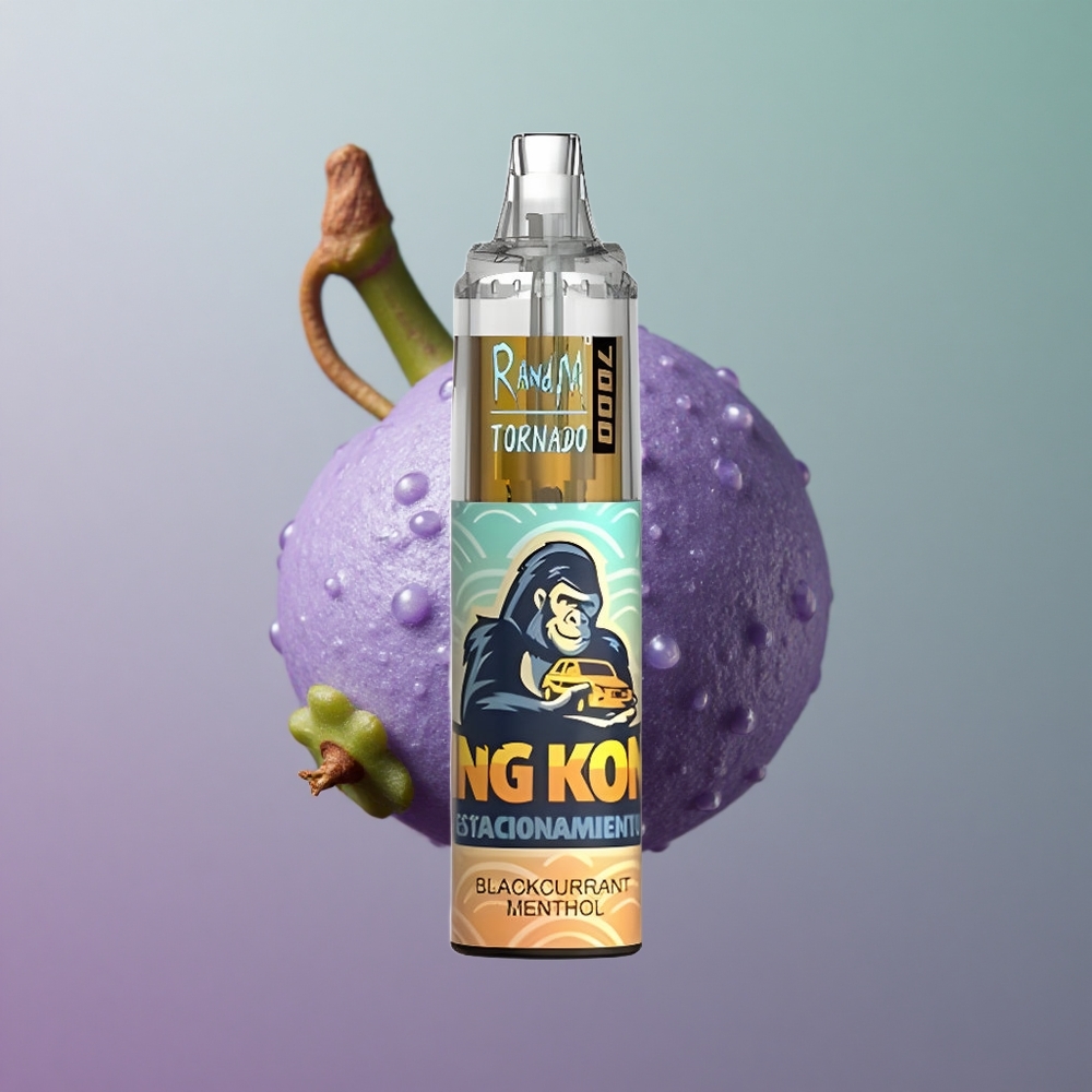 RandM Fumot Tornado 7000 מנתול דומדמנית שחורה עם סוללה 850 MAH וסליל מש