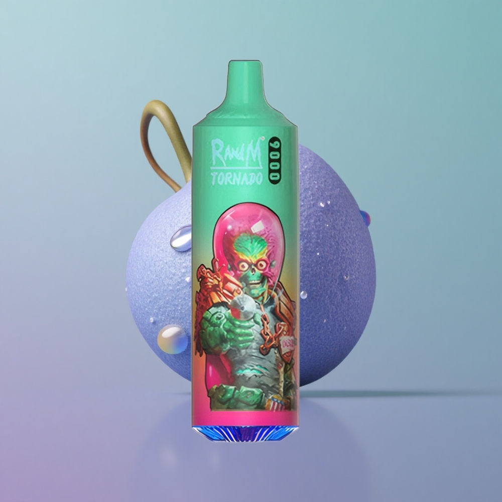 RandM Fumot Tornado 9000 כחול ראז קוש עם סוללה נטענת 850 ומסך RGB חלק