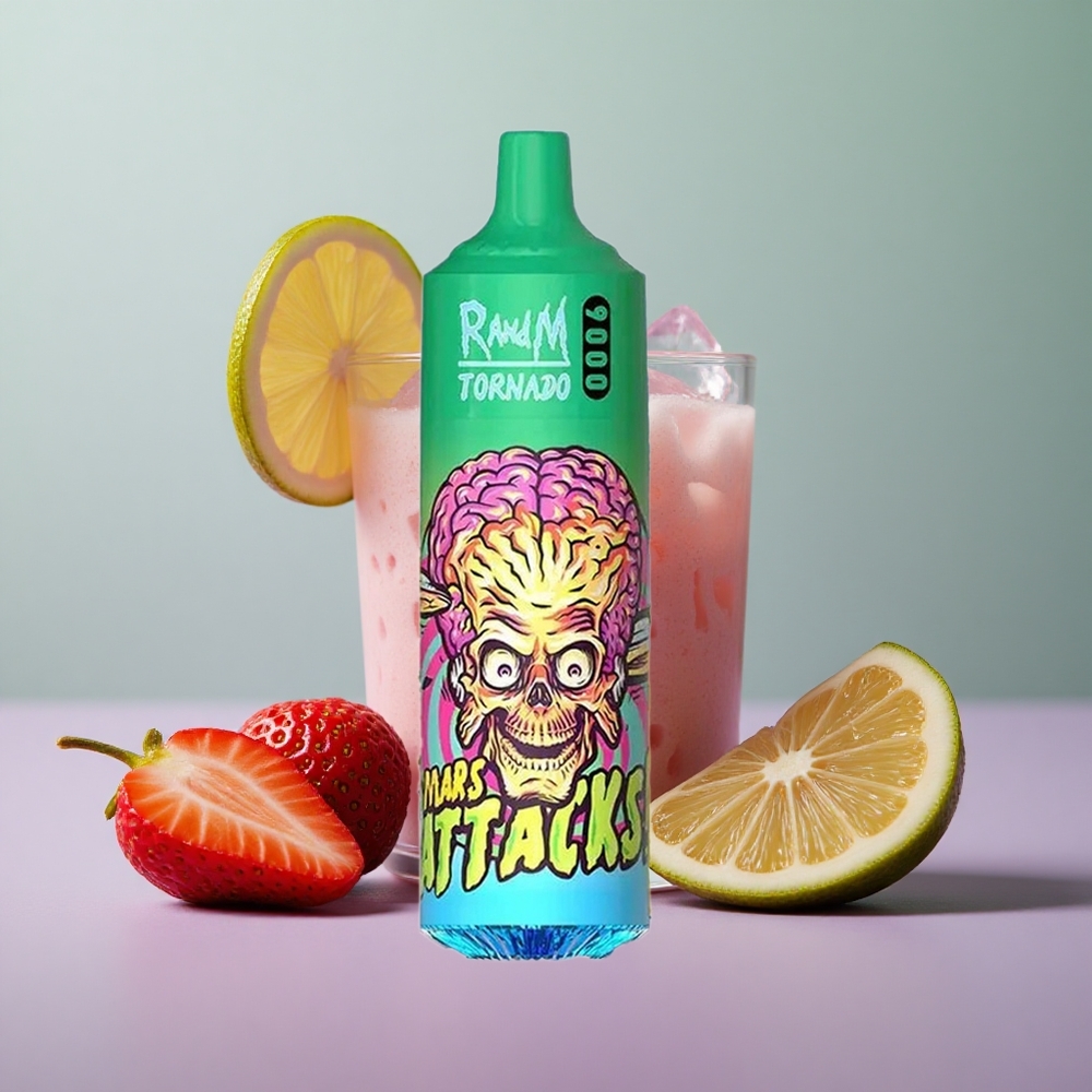 RandM Fumot Tornado 9000 לימונדת תות עם סוללה נטענת וסליל מש